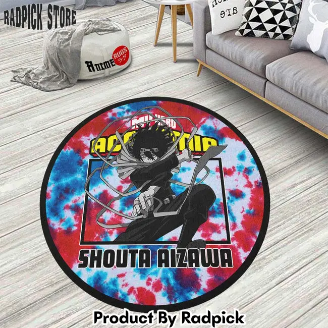 Shouta aizawa round rug custom tie dye style my hero academia anime circle carpet  rp0000798